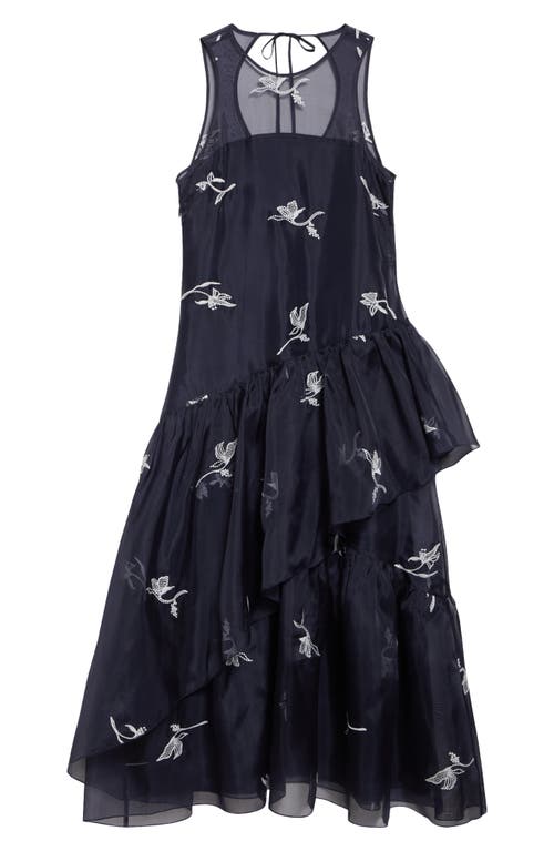 CINQ À SEPT CINQ À SEPT ROBERTA EMBROIDERED SLEEVELESS SILK COCKTAIL DRESS