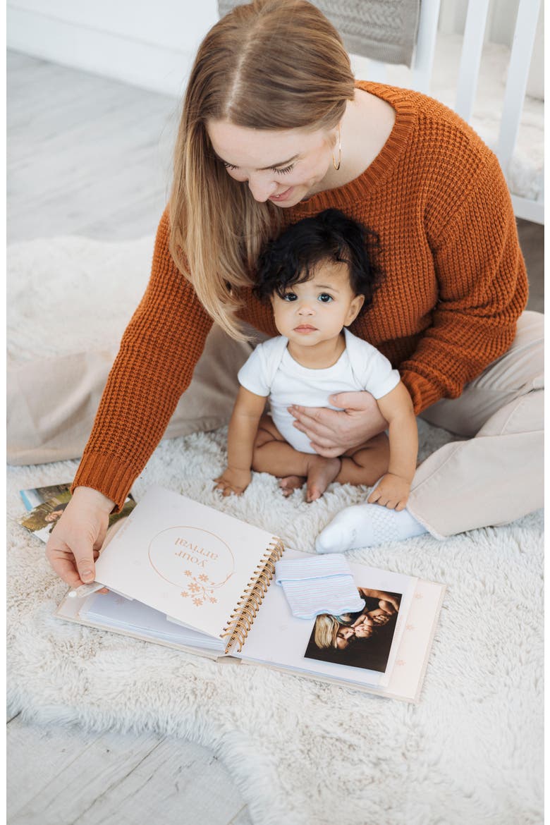 Floral Linen Baby Keepsake Memory Book, Alternate, color, BEIGE