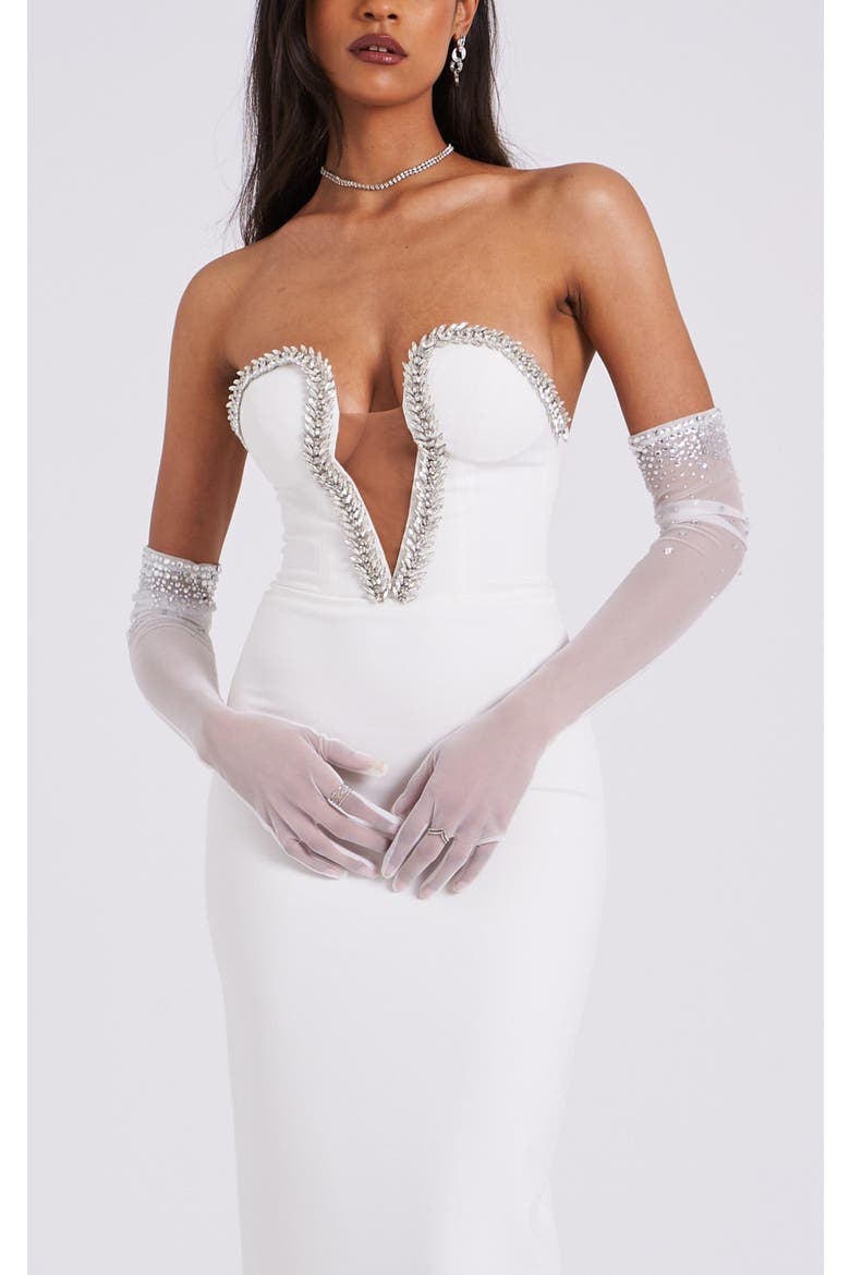 Izzy Crystal Opera-length Gloves, Alternate, color, White