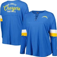 New Era Women's New Era Powder Blue Los Angeles Chargers Plus Size Athletic Varsity Lace-Up V-Neck Long Sleeve T-Shirt