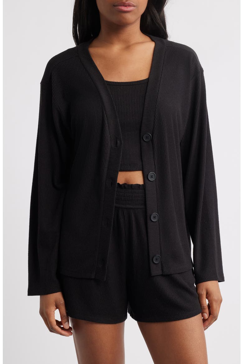 Comfy Thermal Shortie Pajamas, Main, color, BLACK