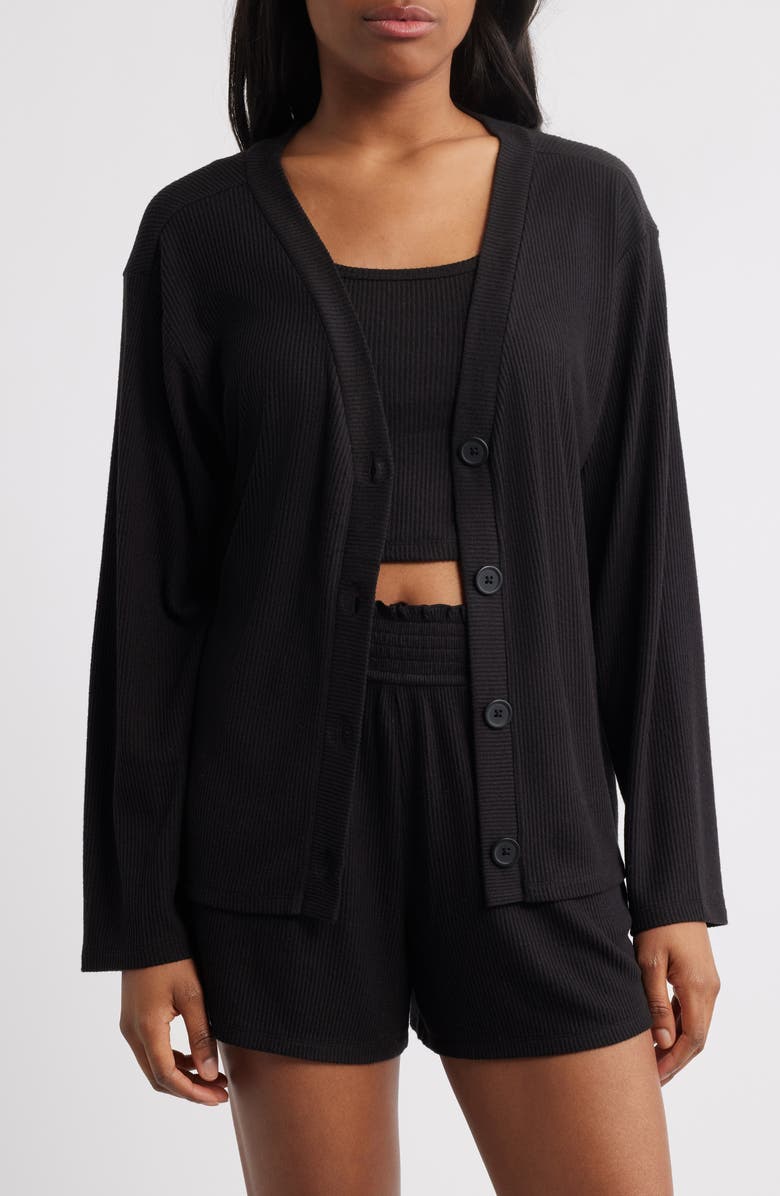 Open Edit Comfy Thermal Shortie Pajamas, Main, color, Black