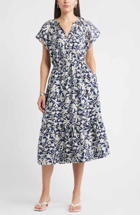 Caslon® Front Button Midi Dress
