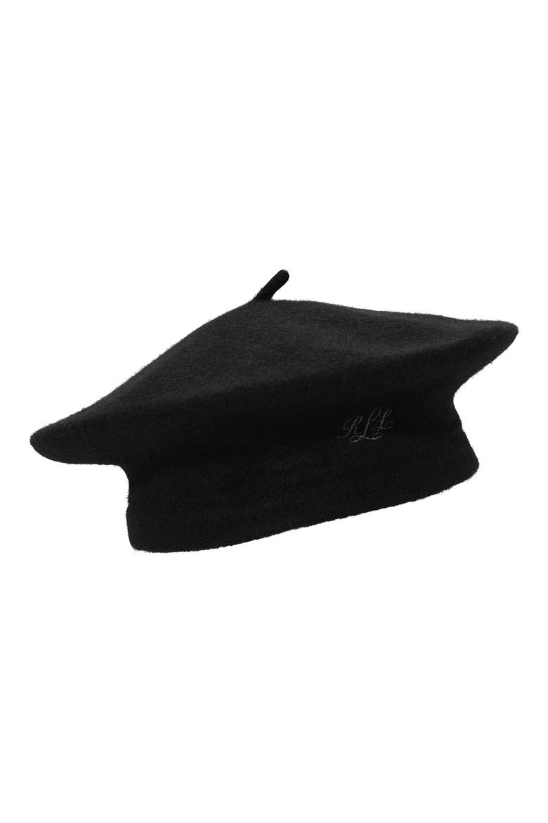 Wool Beret, Main, color, BLACK
