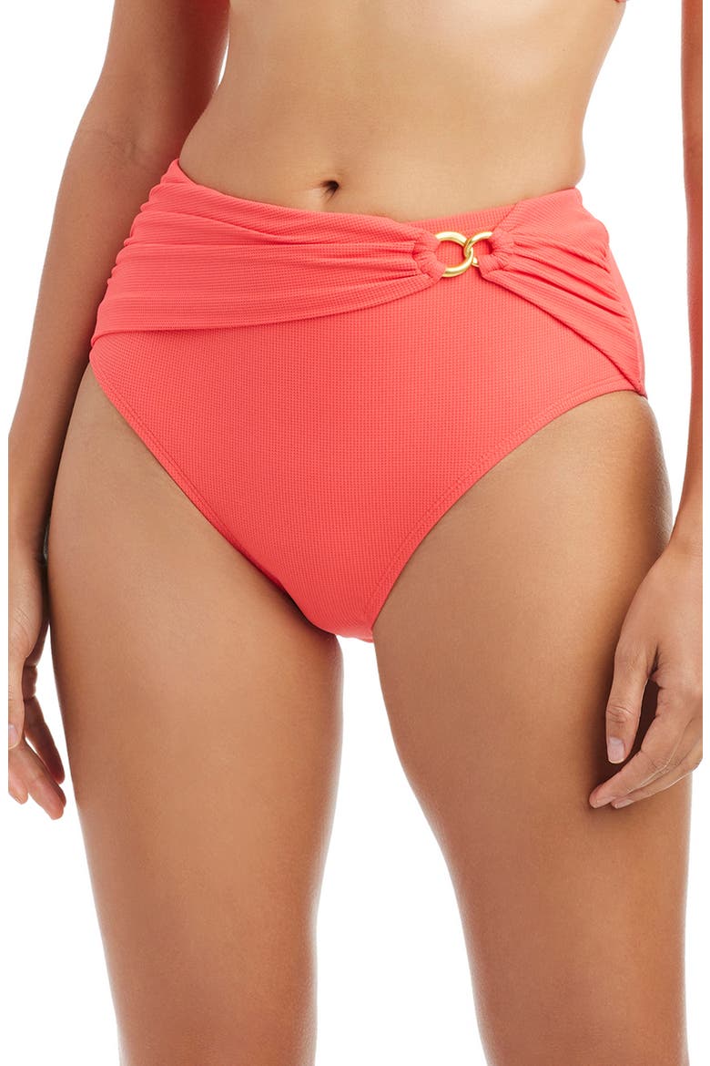 Shirrred Bikini Bottoms, Main, color, CRAB SHACK