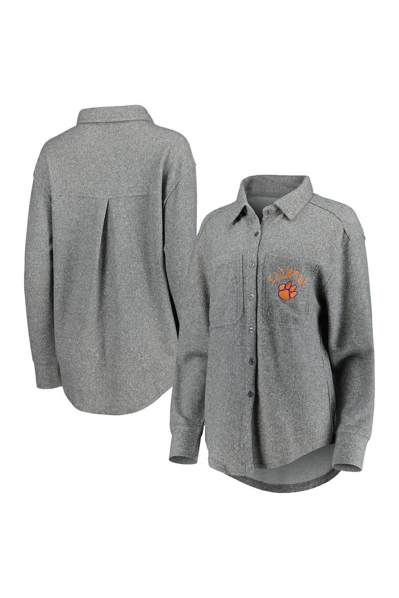 Women's Gameday Couture Gray Clemson Tigers Switch It Up Tri-Blend Button-Up Shacket, Main, color, Gray