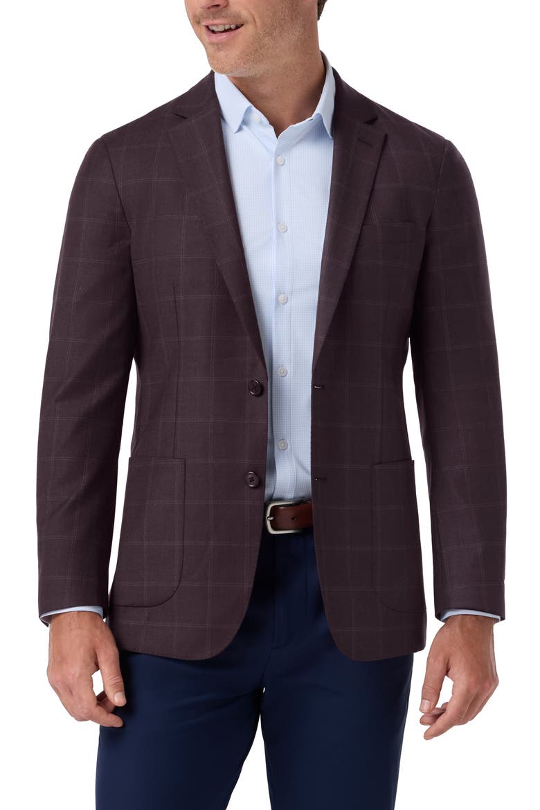 Lavelle Wool Blazer, Main, color, MERLOT TATTERSALL