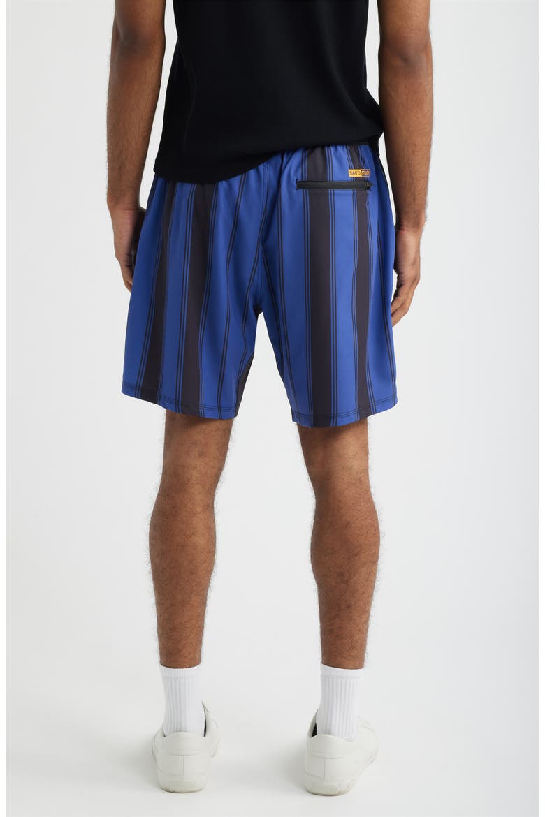 Santo Futbol Tech Stripe Drawstring Shorts, Alternate, color, BLACK