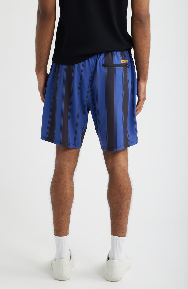 SANTO STUDIO Santo Futbol Tech Stripe Drawstring Shorts, Alternate, color, Black