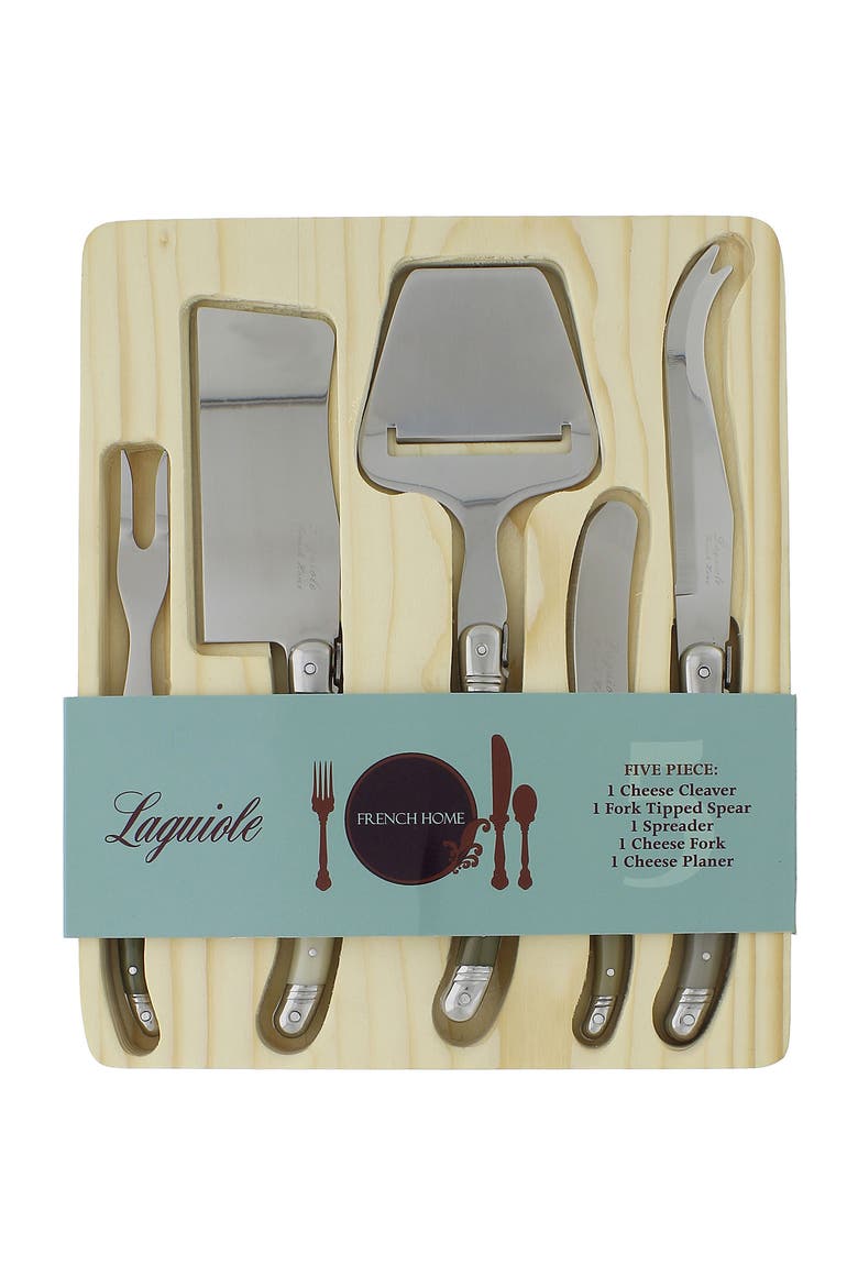 5-Piece Laguiole Mist Cheese Knife/Fork & Slicer Set, Alternate, color, MIST COLORS