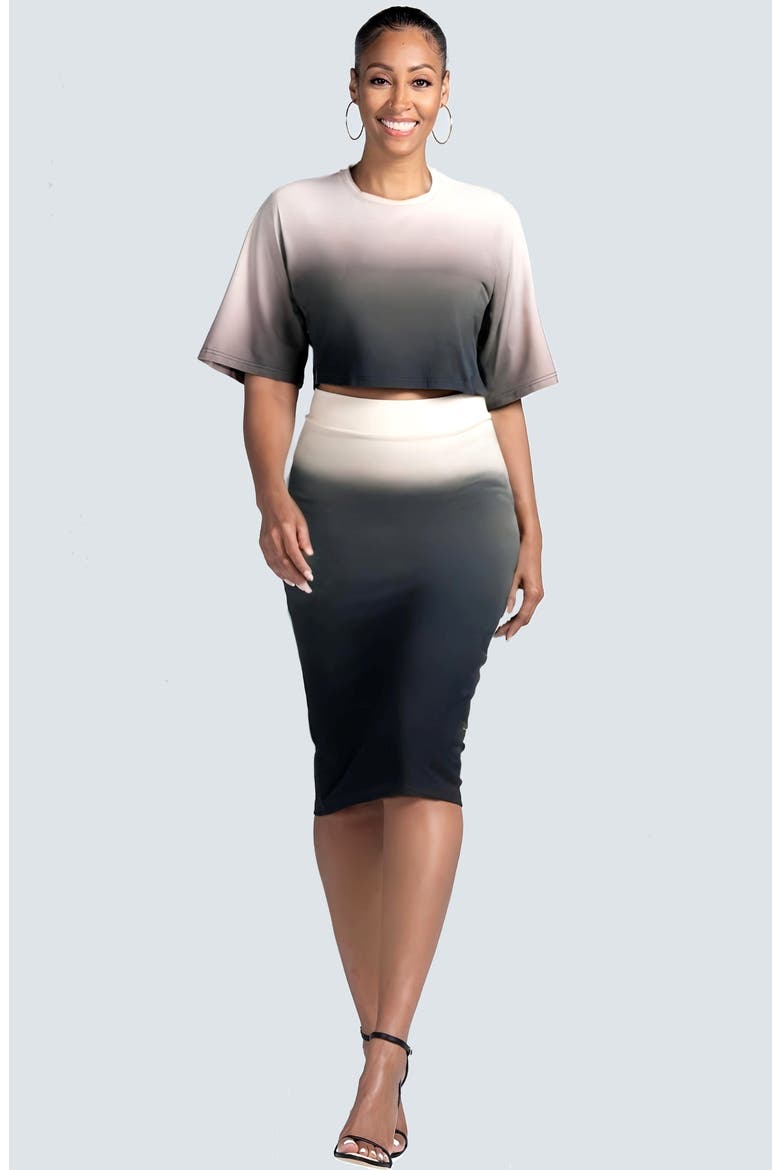 Ombré Perfect Pencil Skirt, Alternate, color, BLACK