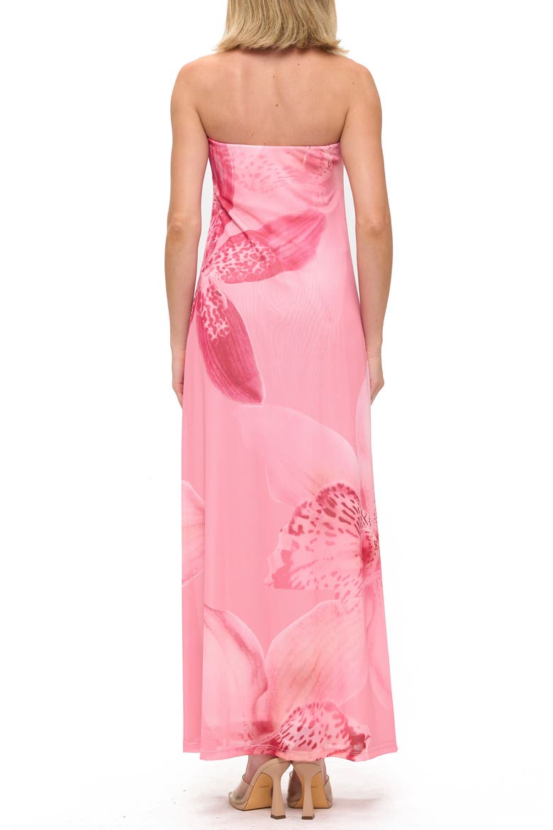 Printed Strapless Maxi Dress, Alternate, color, HOT PINK FLORAL