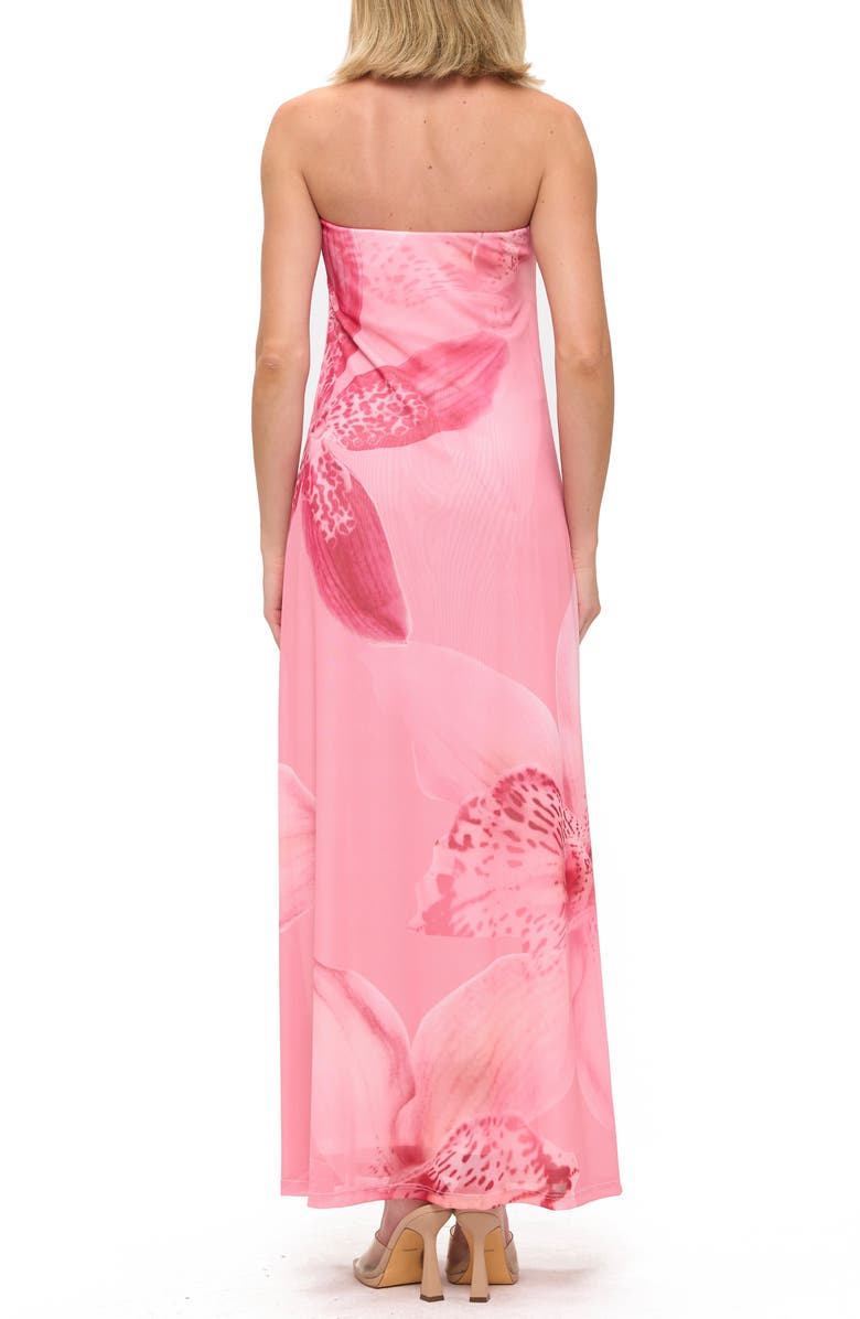 O.L. Printed Strapless Maxi Dress, Alternate, color, Hot Pink Floral