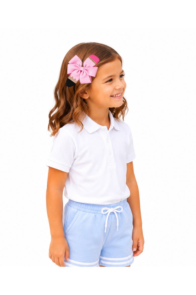 Pencil Back-to-School Hair Bow, Alternate, color, Pink
