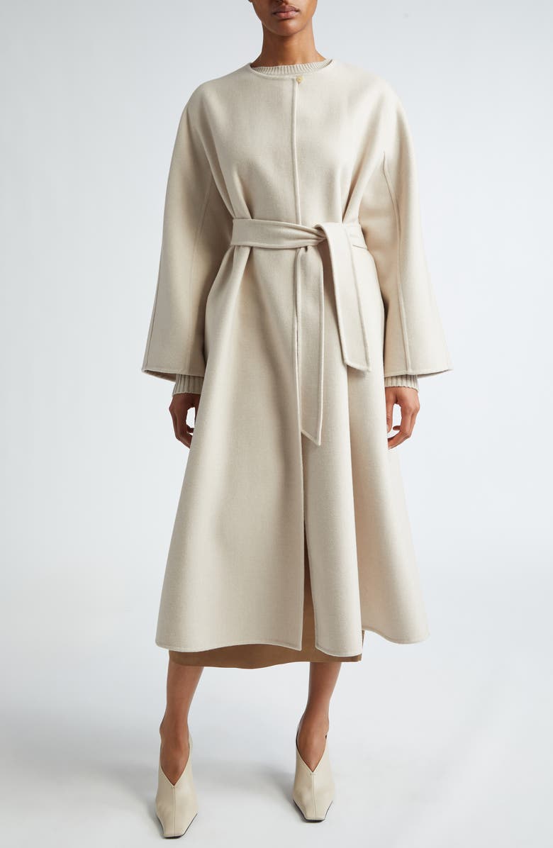 Max Mara Pepaia Alpaca Blend Long Coat with Removable Cape, Alternate, color,