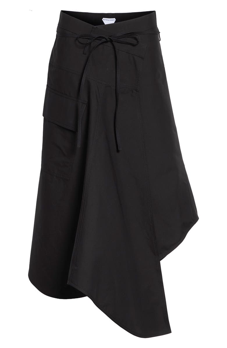 Bottega Veneta Asymmetric Compact Cotton Toile Wrap Skirt, Main, color, 1010 Double Black