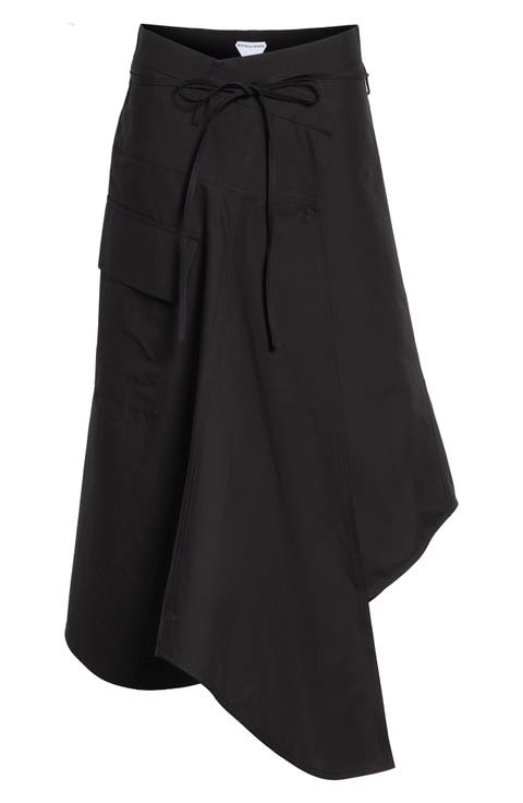 Asymmetric Compact Cotton Toile Wrap Skirt