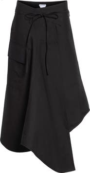 Bottega Veneta Asymmetric Compact Cotton Toile Wrap Skirt