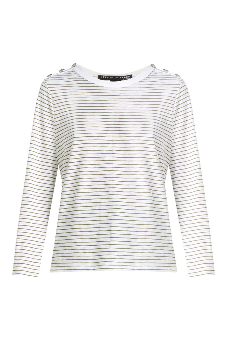 Annemarie Stripe Long Sleeve Cotton Top, Alternate, color, WHITE/ FERN