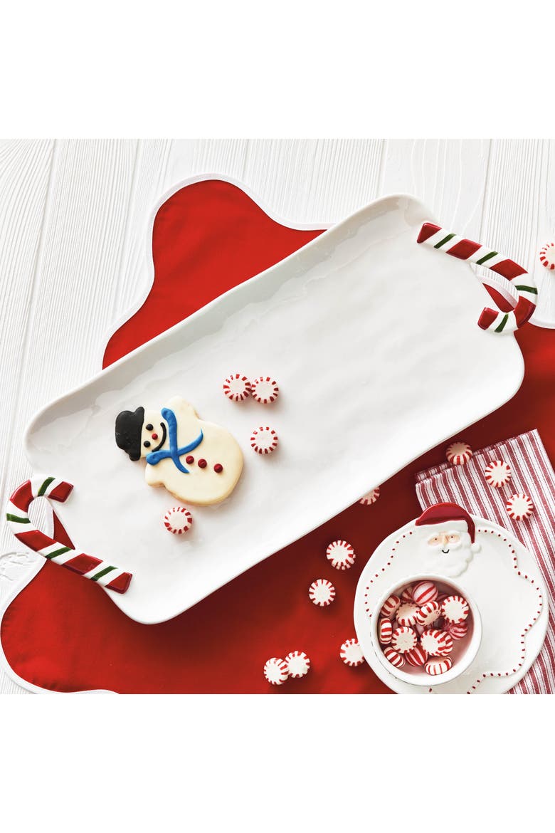 Candy Cane Rectangular Serving Platter Multicolor Ceramic, Alternate, color, Multicolored