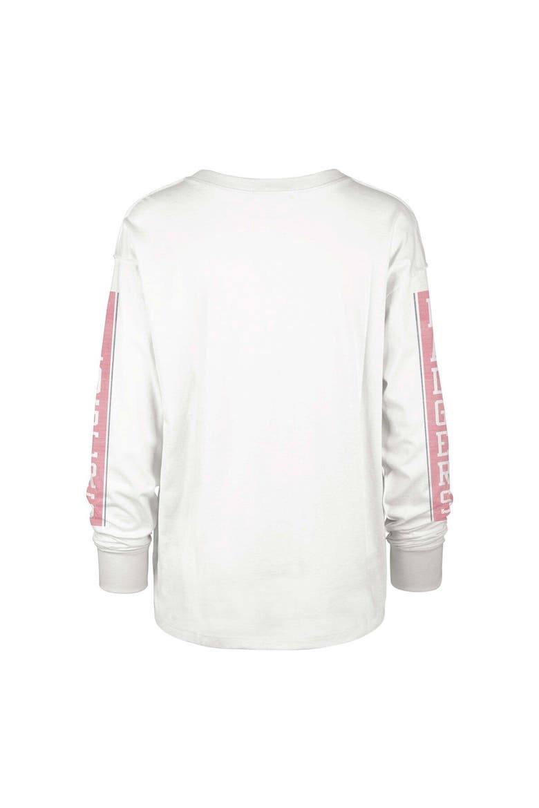 Women's '47 Cream Wisconsin Badgers Statement SOA 3-Hit Long Sleeve T-Shirt, Alternate, color, White