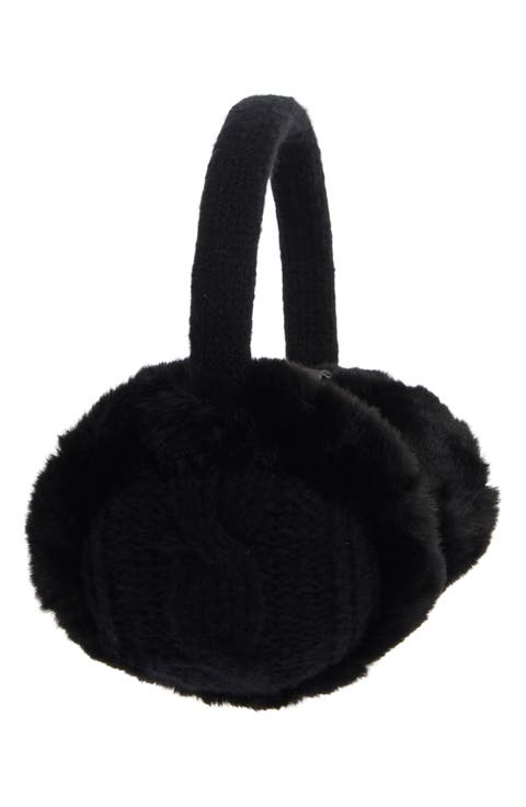 Faux Fur Cable Knit Ear Muffs