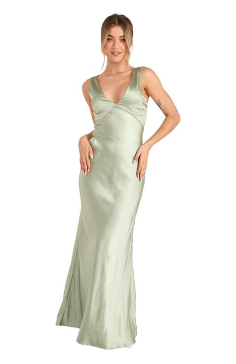 Twist Back Satin Bridesmaid Dress