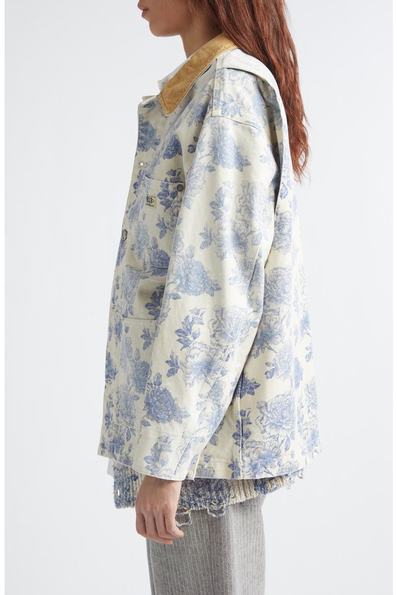 Relaxed Floral Chore Jacket, Alternate, color, DUSTBLOOM INDIGO