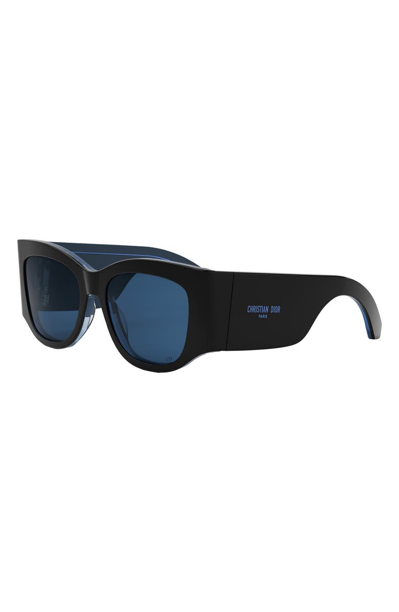 DIOR 'DiorNuit S1I 54mm Square Sunglasses, Alternate, color, Shiny Black / Blue