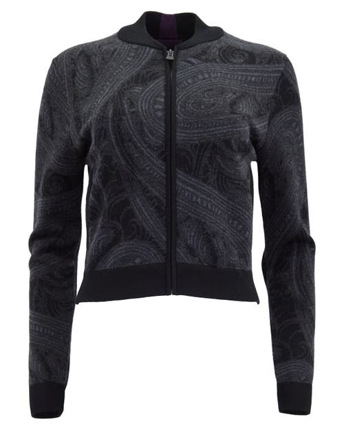 Lords Of Harlech Susan Zip-up Jacquard Sweater In Black