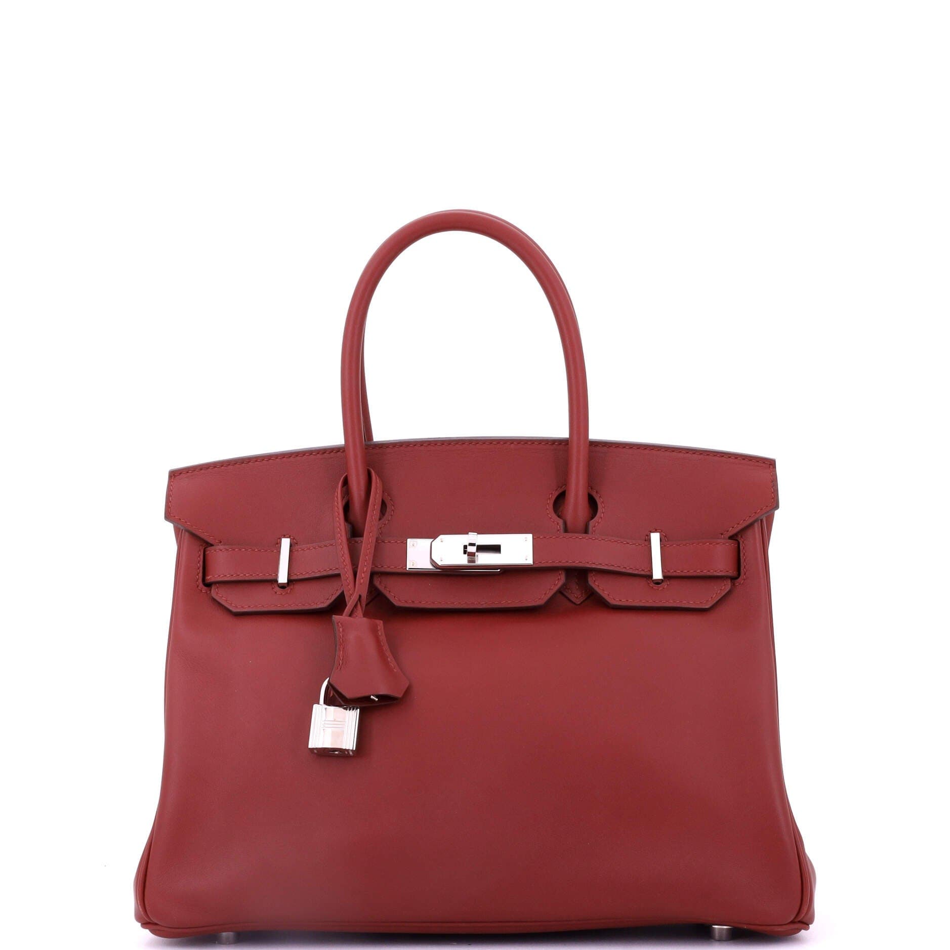 Pre-Owned Hermes Birkin Handbag Red Swift with Palladium Hardware 30, Main, color, Rouge H