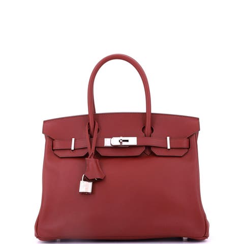Birkin Handbag Red Swift with Palladium Hardware 30