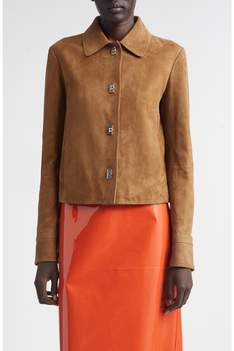 Boxy Nubuck Jacket, Main, color, CLAY