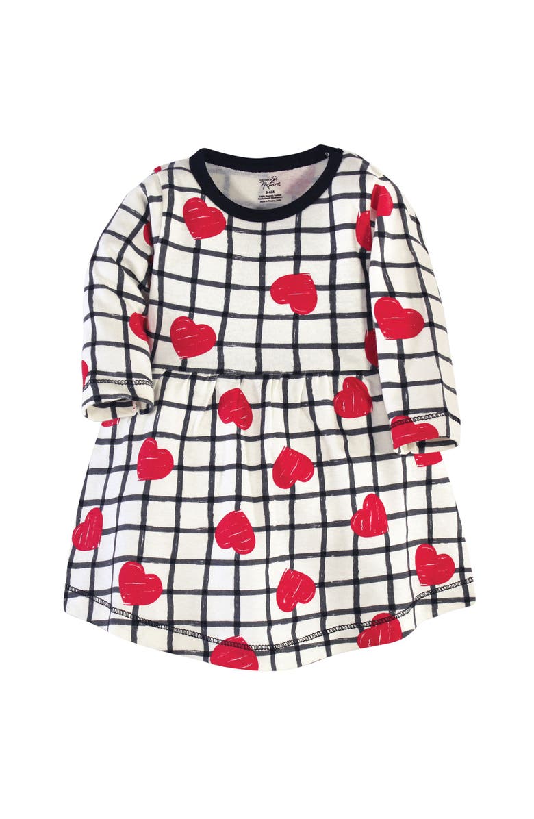 Touched by Nature Comfortable Organic Long-Sleeve Dress 2 Pack, Alternate, color, Black Red Heart