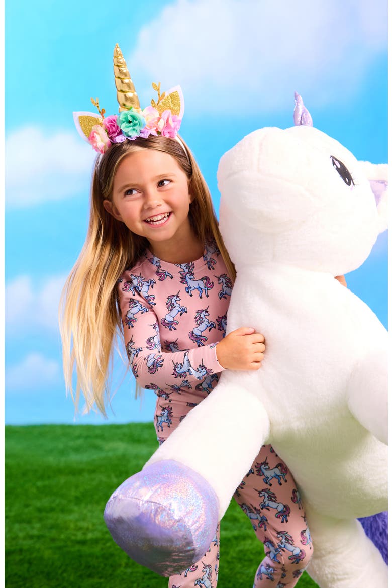 Kids' Print Fitted Two-Piece Pajamas, Alternate, color, SPARKLE THE UNICORN
