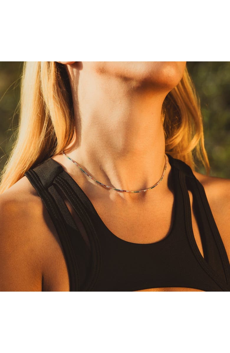 Spero London Rainbow Colourful Sterling Silver Tennis Necklace, Alternate, color, Silver