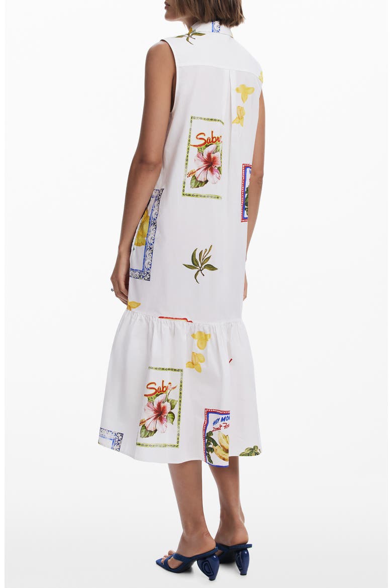 Mixed Print Cotton Sleeveless Shirtdress, Alternate, color, LIGHT BEIGE
