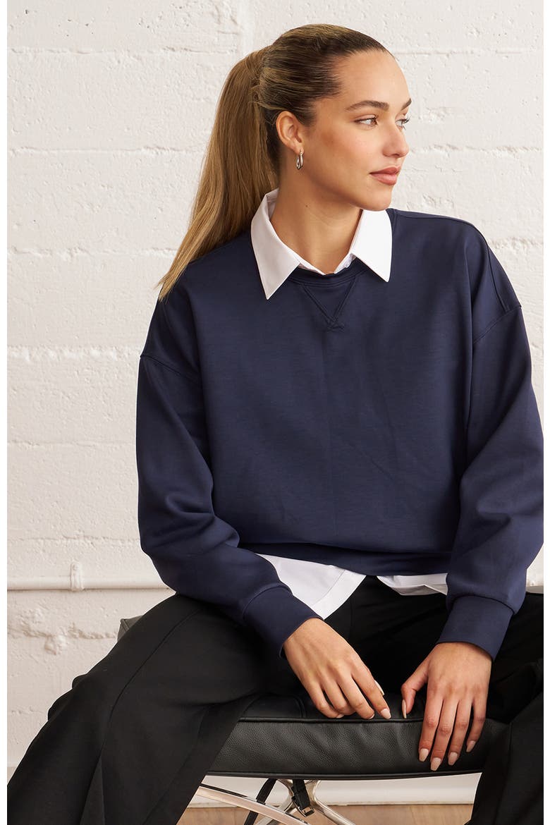 Essential Scuba Knit Crewneck Sweatshirt, Alternate, color, Cool Navy