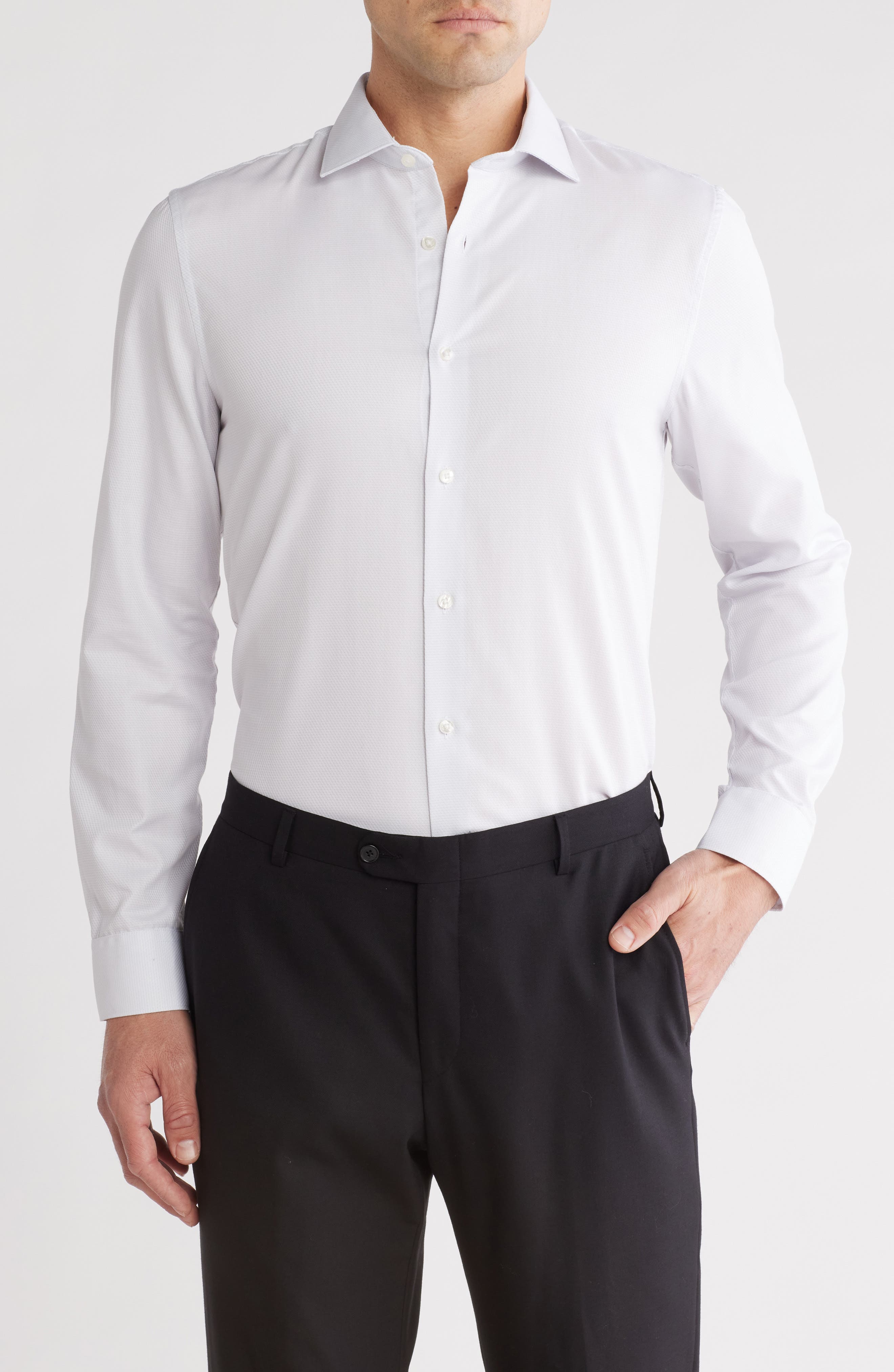 Perry Ellis Slim Fit Double Edge Texture Dress Shirt