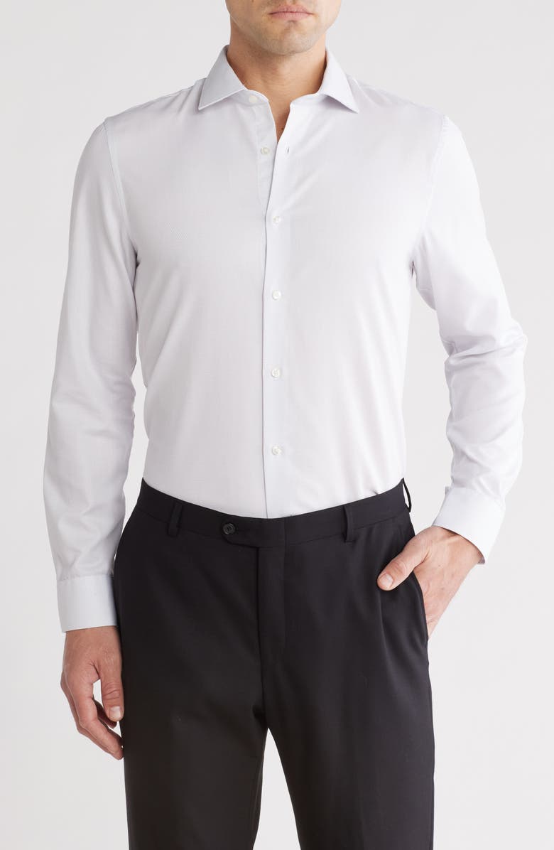 Perry Ellis Slim Fit Double Edge Texture Dress Shirt, Main, color, White