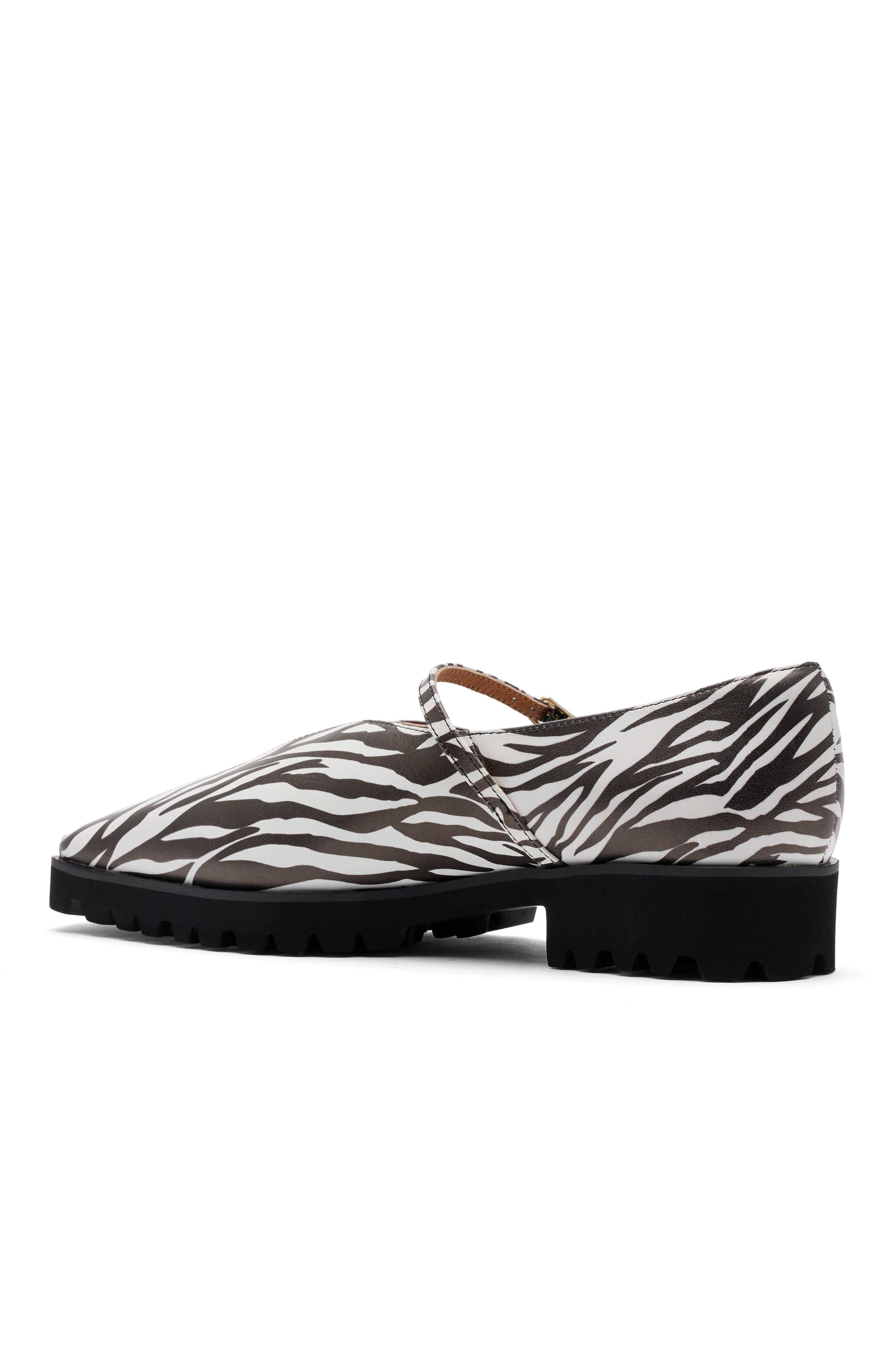 MARC NOLAN Roxie Leather Lug Mary Janes, Alternate, color, Zebra