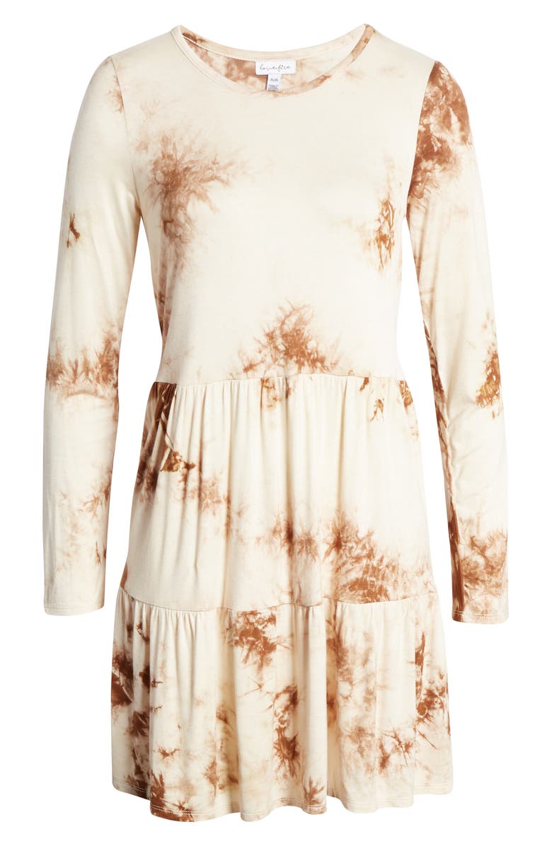 Love, Fire Tie Dye Long Sleeve Babydoll Dress, Alternate, color,