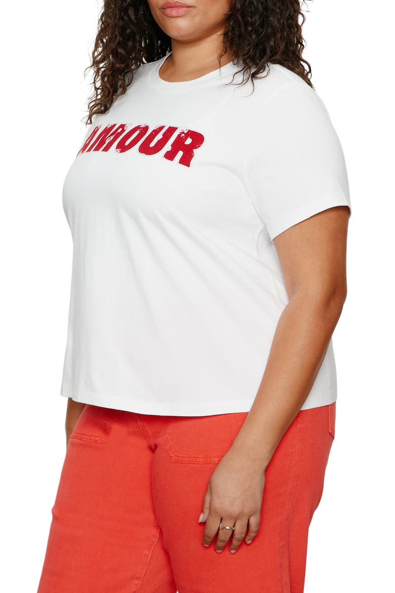 Embellished Organic Cotton Graphic T-Shirt, Alternate, color, WHITE/ CHERRY LACQUER