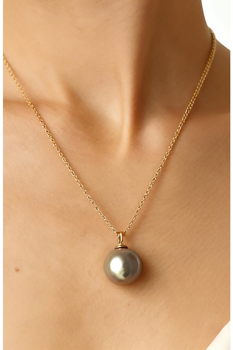 Retro Pearl Necklace, Alternate, color, Grey