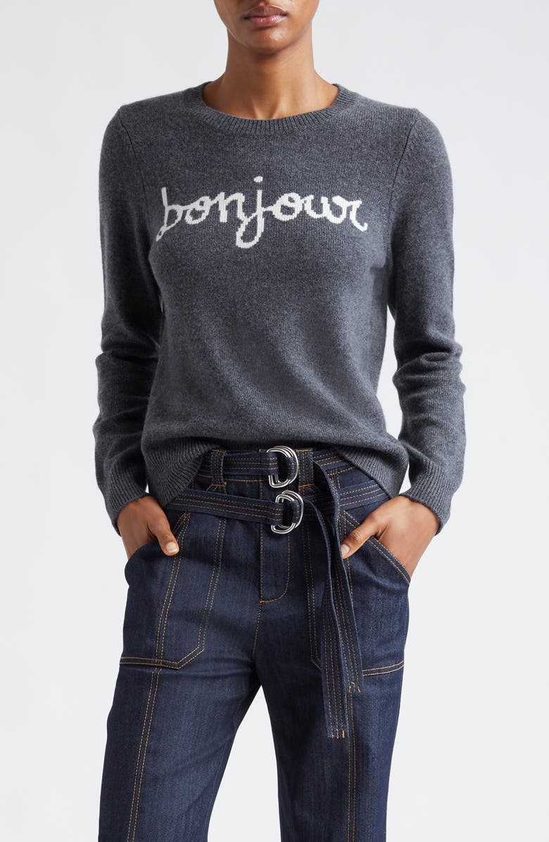 Cinq à Sept Bonjour Intarsia Crewneck Wool Blend Sweater, Main, color, 