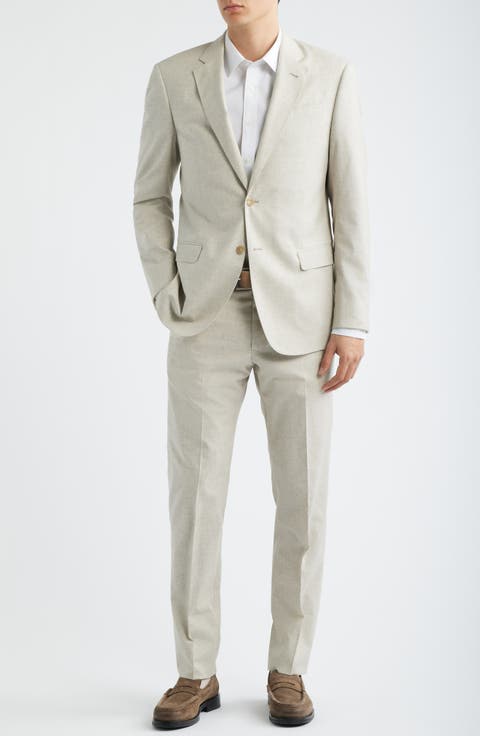 Tan Mélange Wool & Cotton Blend Suit (Regular & Big)