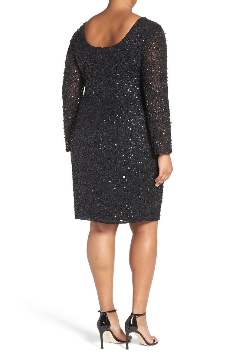 Embellished Scoop Back Cocktail Dress, Alternate, color, BLACK