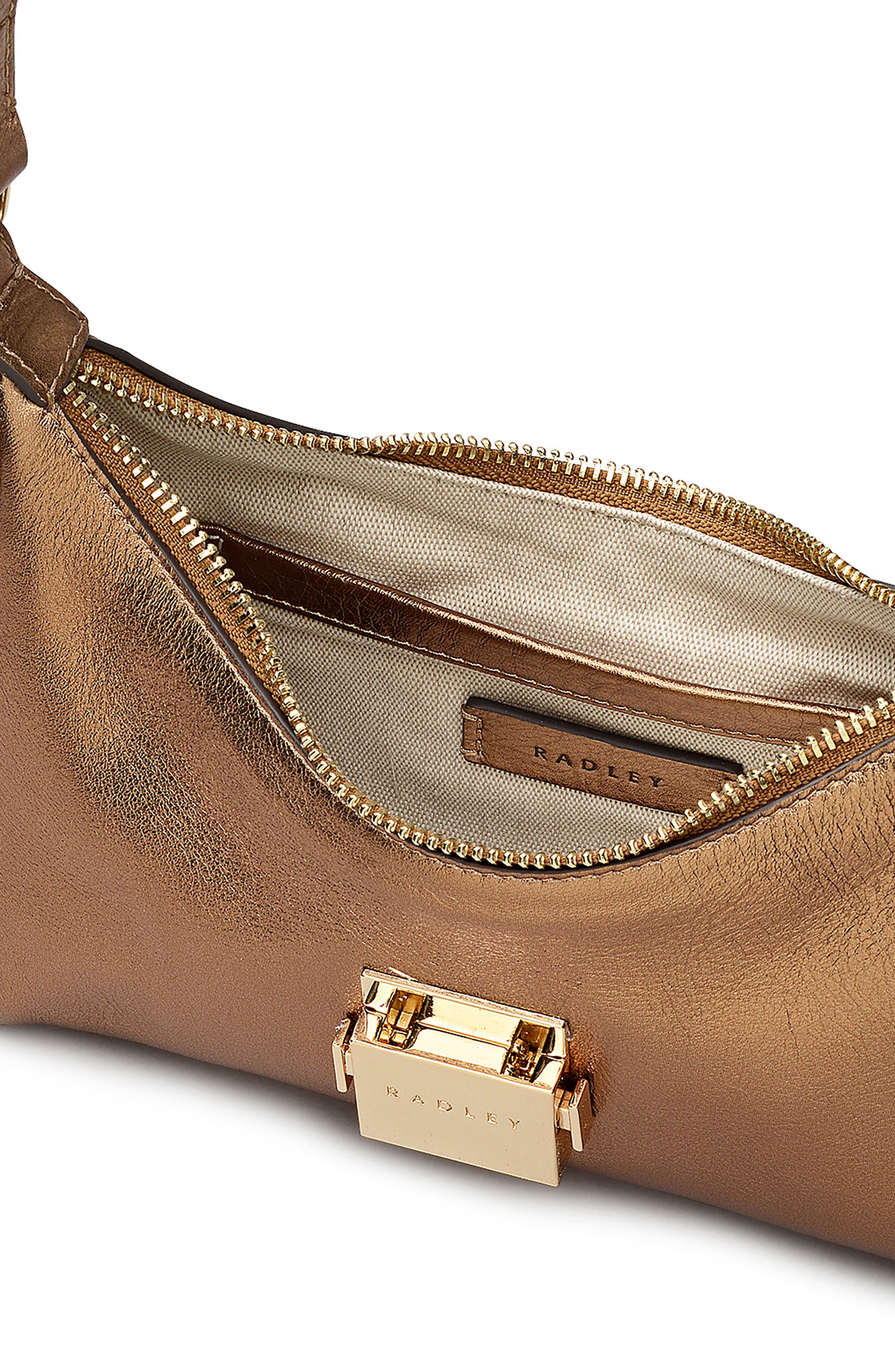 Radley Sloane Metallic Leather Shoulder Bag, Alternate, color, Olive Gold