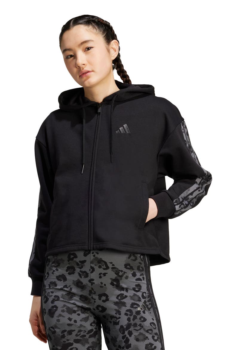 3-Stripes Full Zip Hoodie, Alternate, color, BLACK/ MULTICOLOR