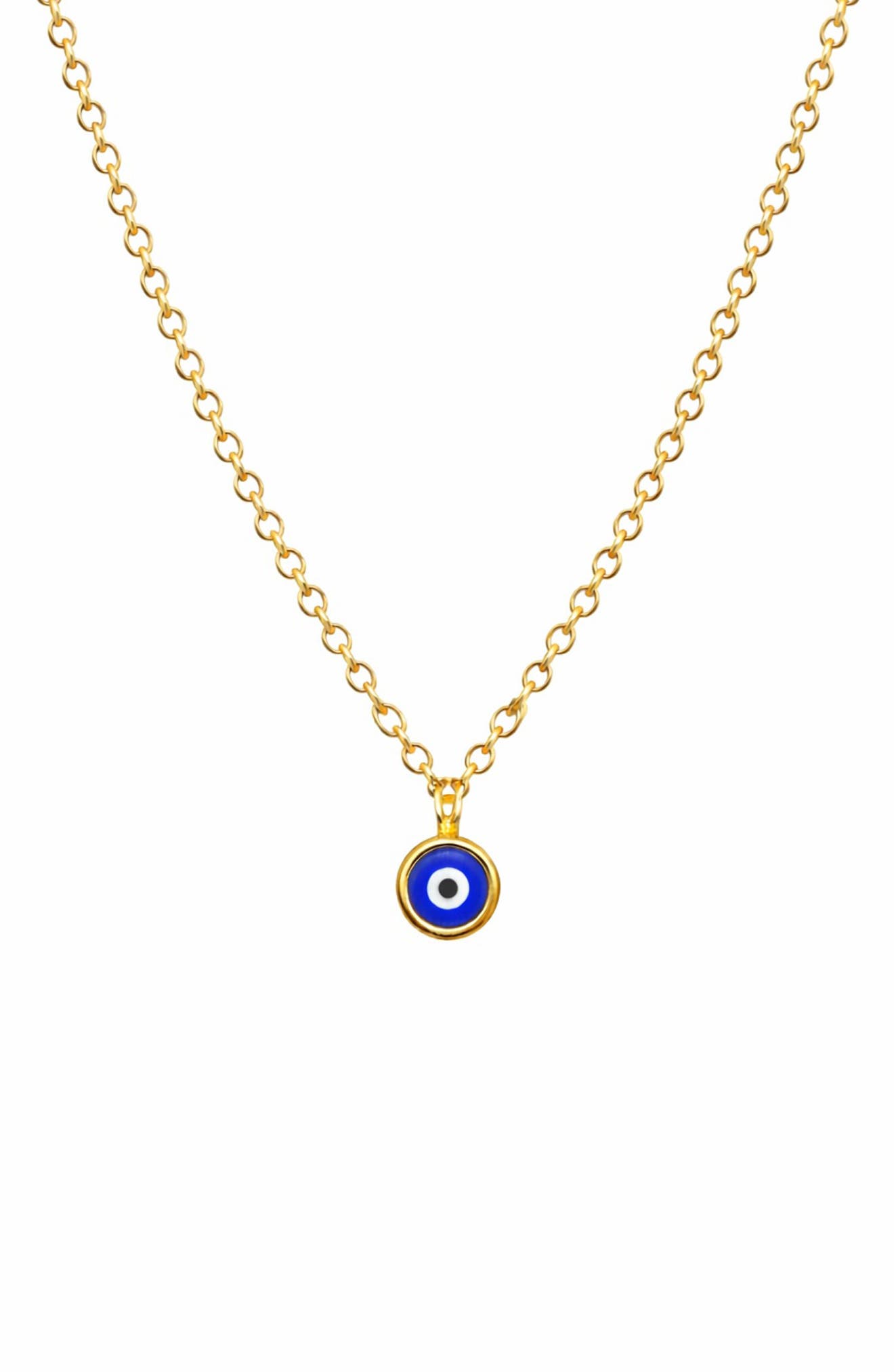 House of Frosted 14K Gold Plated Sterling Silver Evil Eye Pendant Necklace
